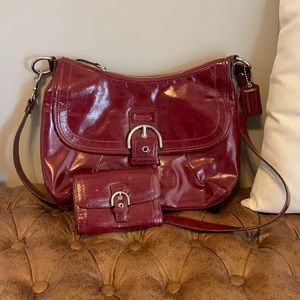 Red Leather Coach Purse and Wallet